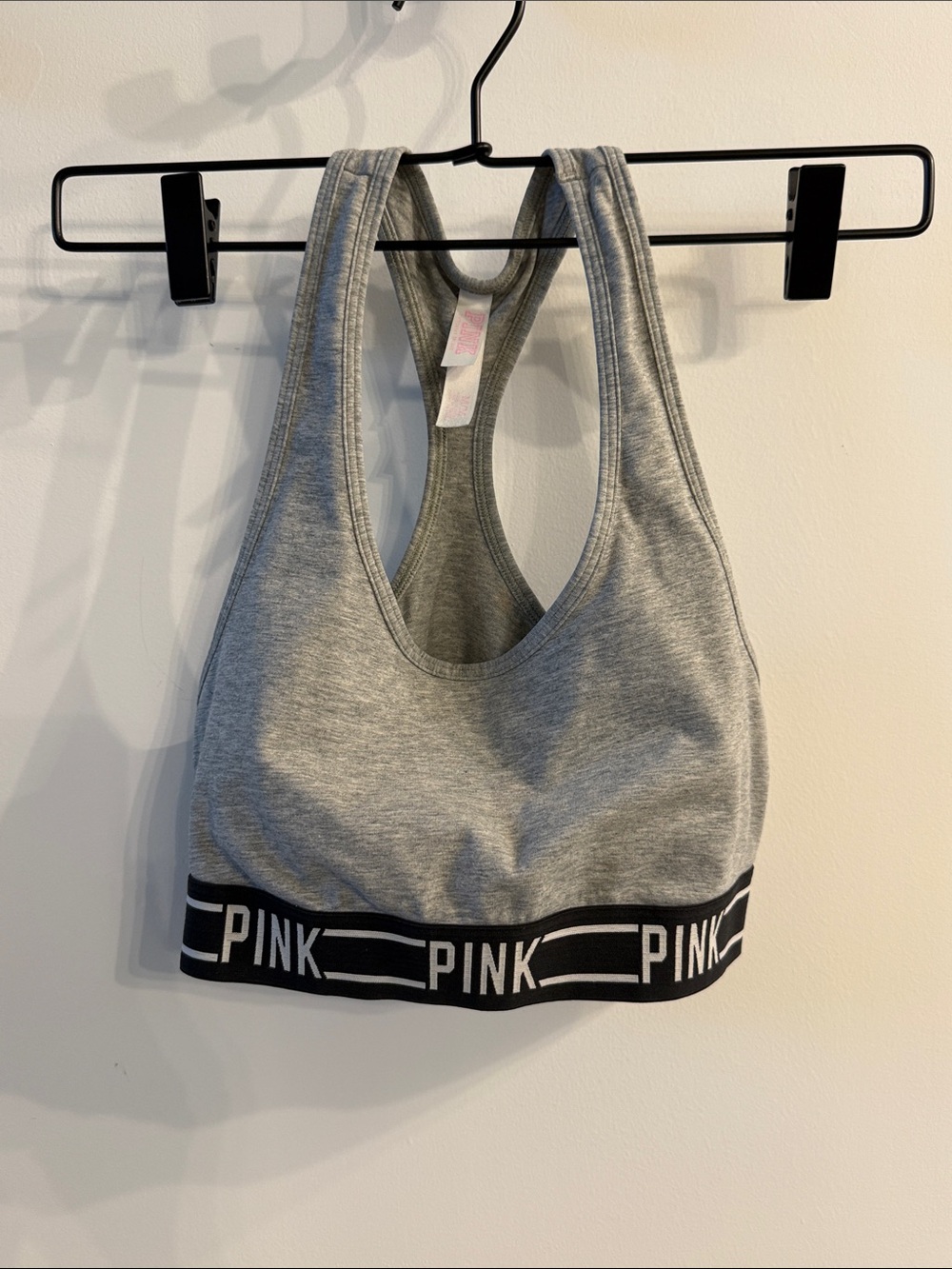PINK Victoria's Secret Heather Gray Racerback lounge Bra with Branded Band